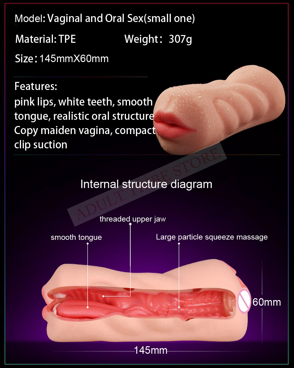 Realistic Oral 3D Deep Throat with Tongue Teeth Maiden Artificial Vagina Male Masturbators Pocket Pussy Oral Sex Toys for Men 19