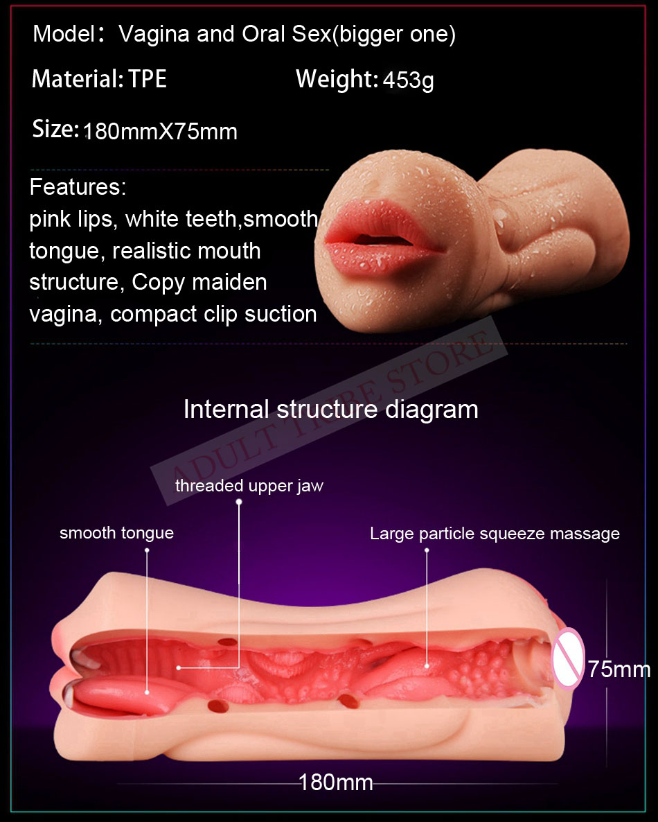 Realistic Oral 3D Deep Throat with Tongue Teeth Maiden Artificial Vagina Male Masturbators Pocket Pussy Oral Sex Toys for Men 20