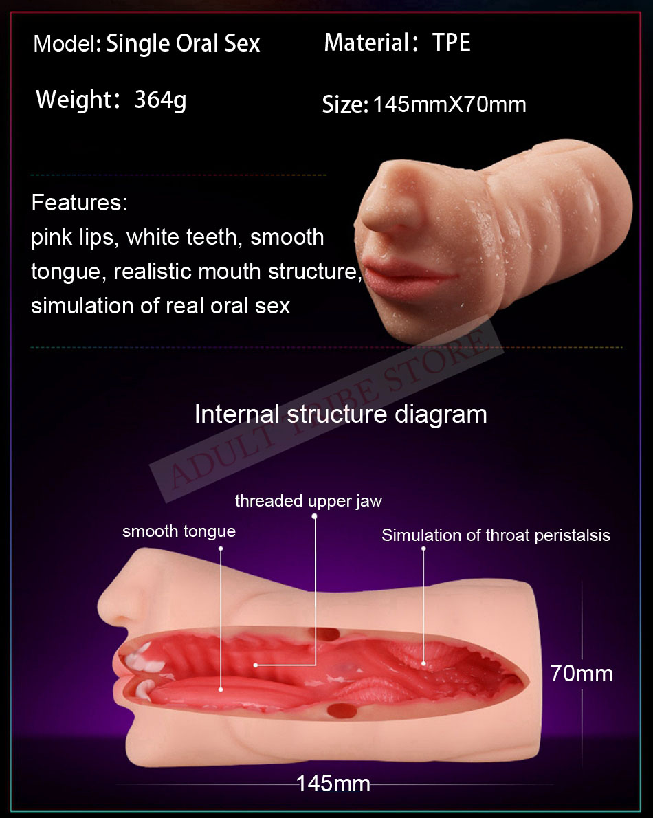 Realistic Oral 3D Deep Throat with Tongue Teeth Maiden Artificial Vagina Male Masturbators Pocket Pussy Oral Sex Toys for Men 18